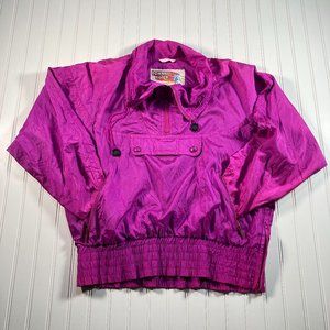 90’s Downhill Racer Ski Jacket Shell Fusha Pullover Womens Large Light Weight
